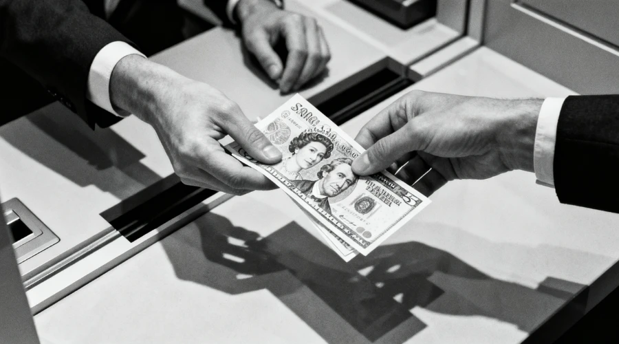 british pound to usd in a local currency exchange services