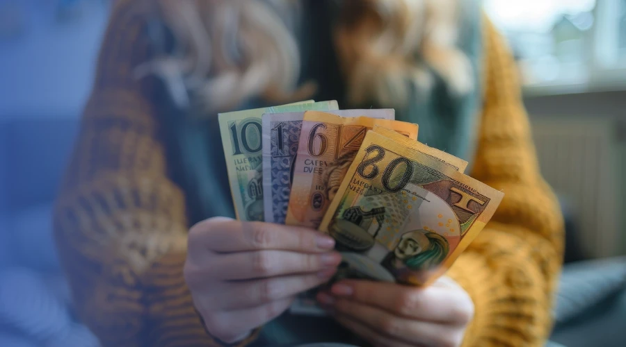 traveller with euros in cash